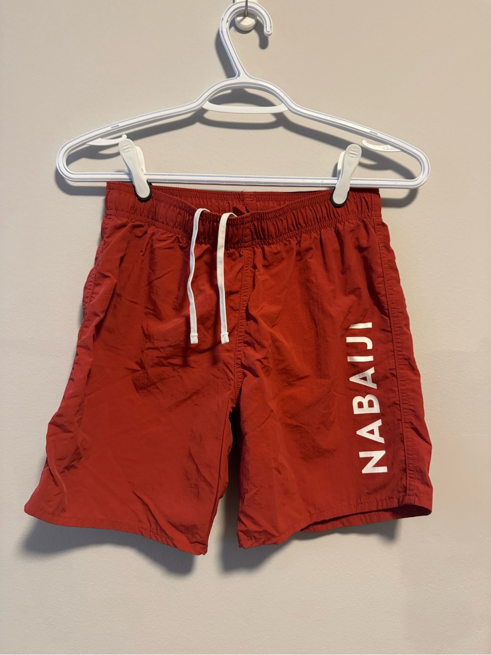 Nabaiji Men's Red Swim Trunks with Drawstring Waist